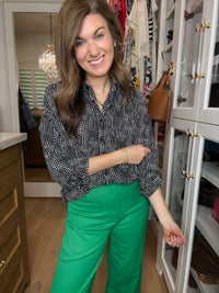 Play It Chic Polka Dot Button Down in Black