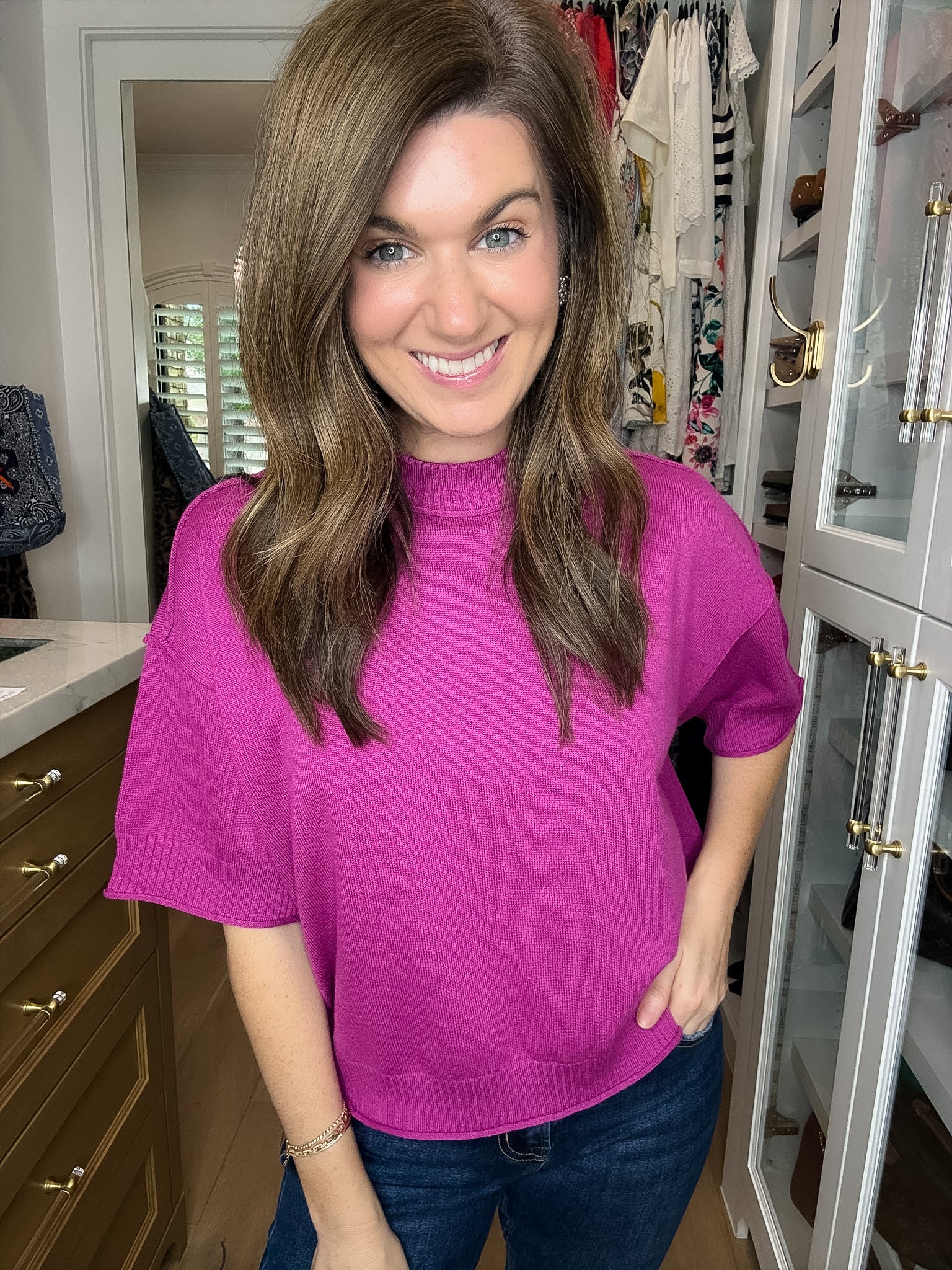 Perfectly Put Together Sweater in Magenta