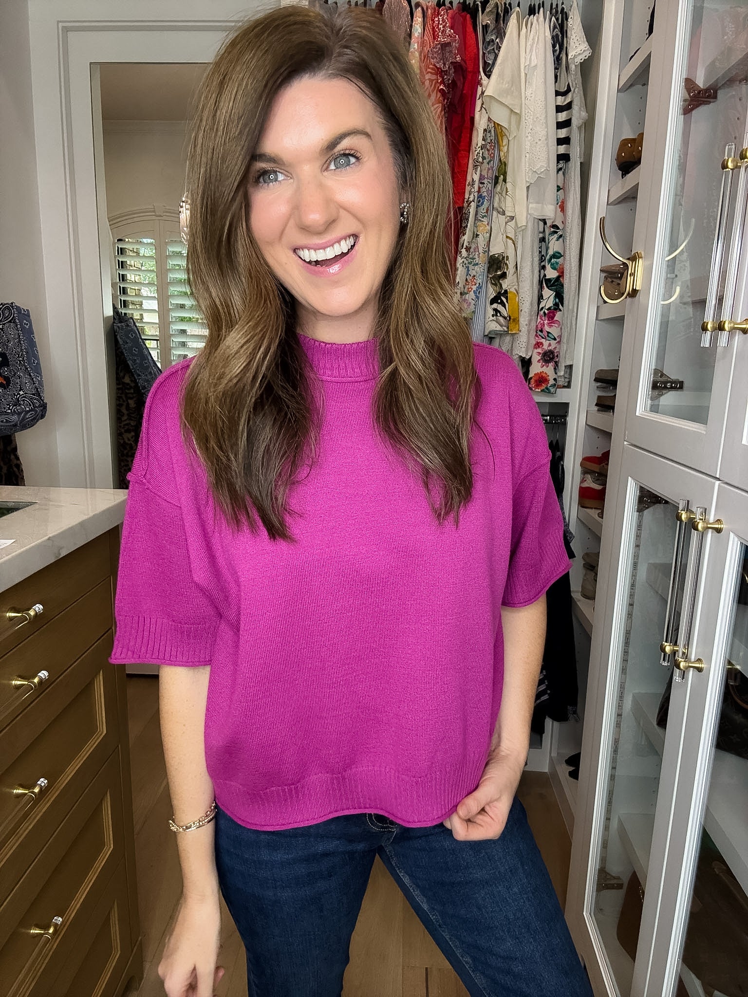 Perfectly Put Together Sweater in Magenta