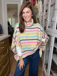All Smiles Striped Sweater Poncho