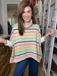 All Smiles Striped Sweater Poncho