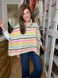 All Smiles Striped Sweater Poncho