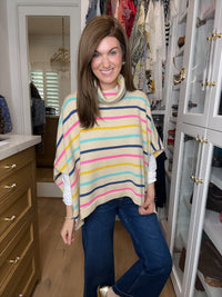 All Smiles Striped Sweater Poncho