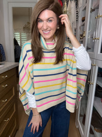 All Smiles Striped Sweater Poncho