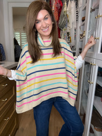 All Smiles Striped Sweater Poncho