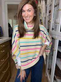 All Smiles Striped Sweater Poncho