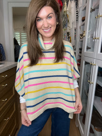 All Smiles Striped Sweater Poncho