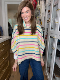 All Smiles Striped Sweater Poncho