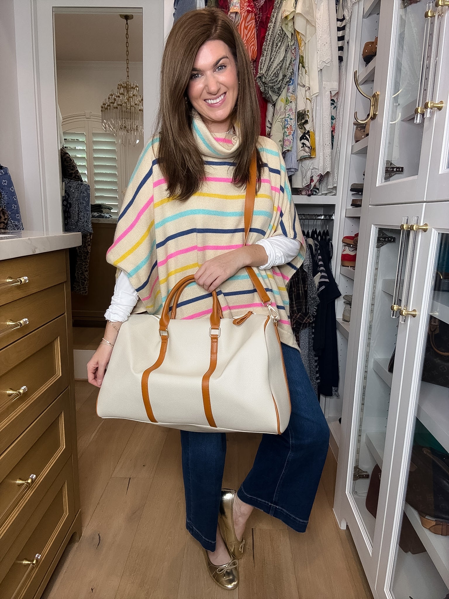 The Getaway Weekender Bag in Ivory/Camel *Final Sale*