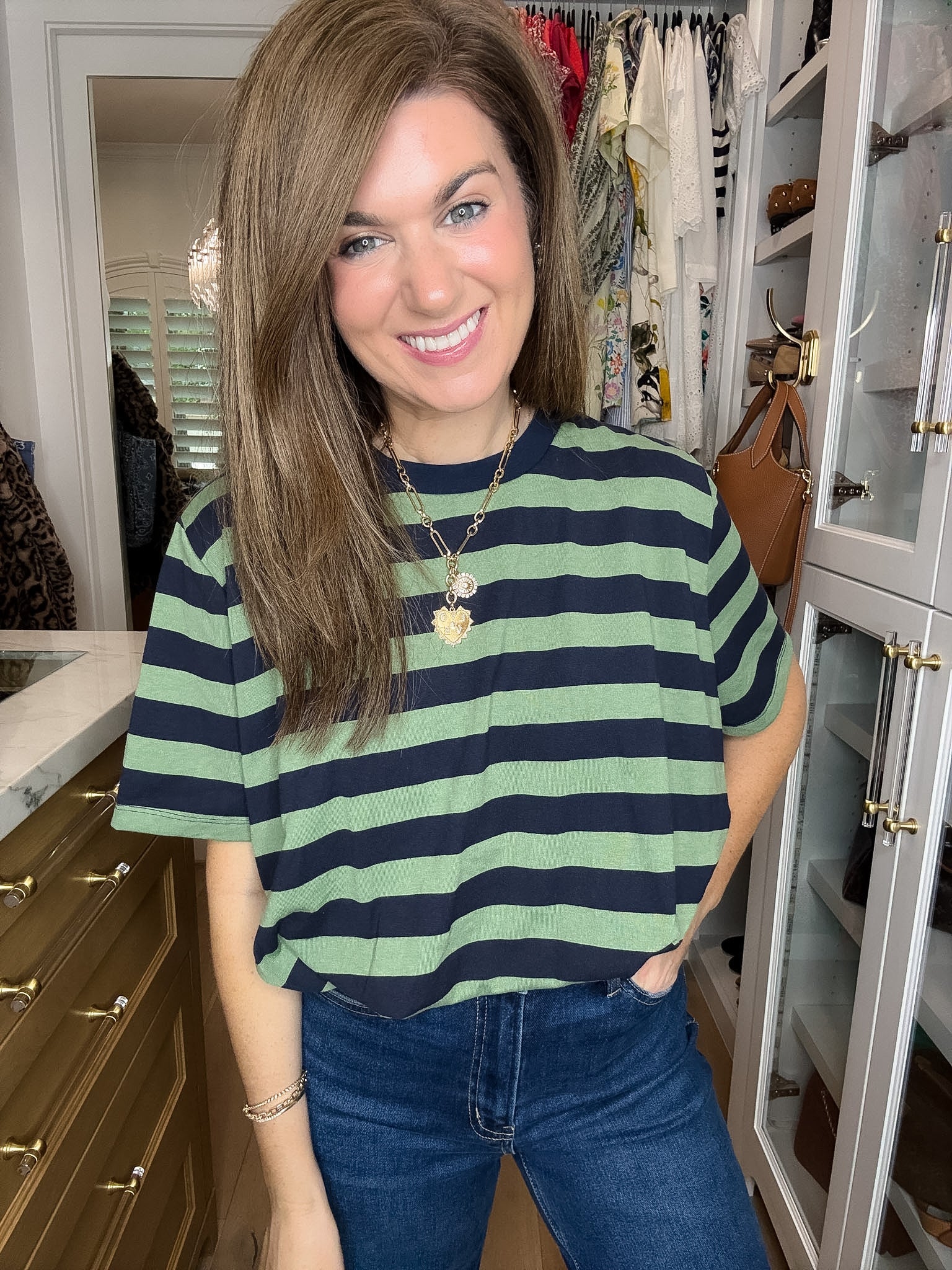 Varsity Club Striped Bubble Hem Top