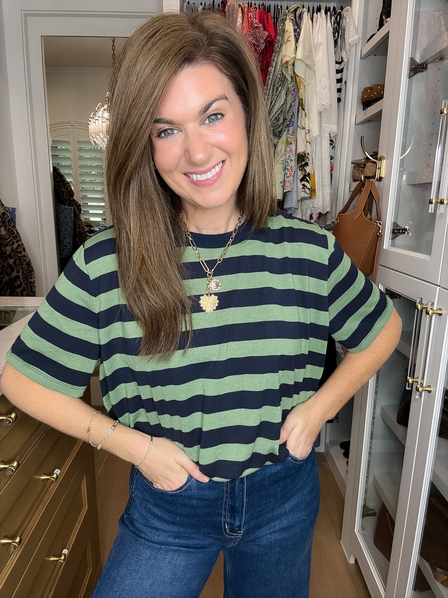 Varsity Club Striped Bubble Hem Top