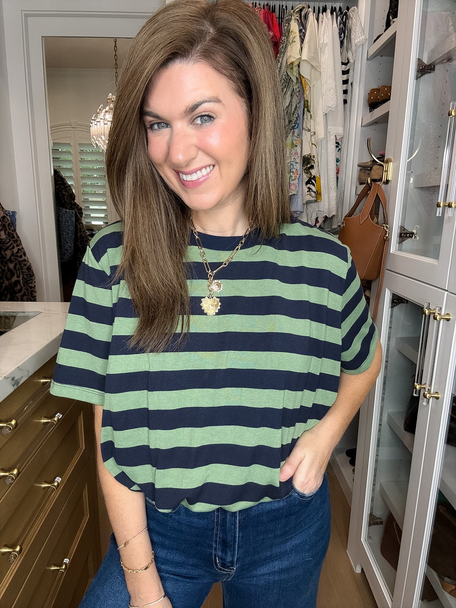 Varsity Club Striped Bubble Hem Top