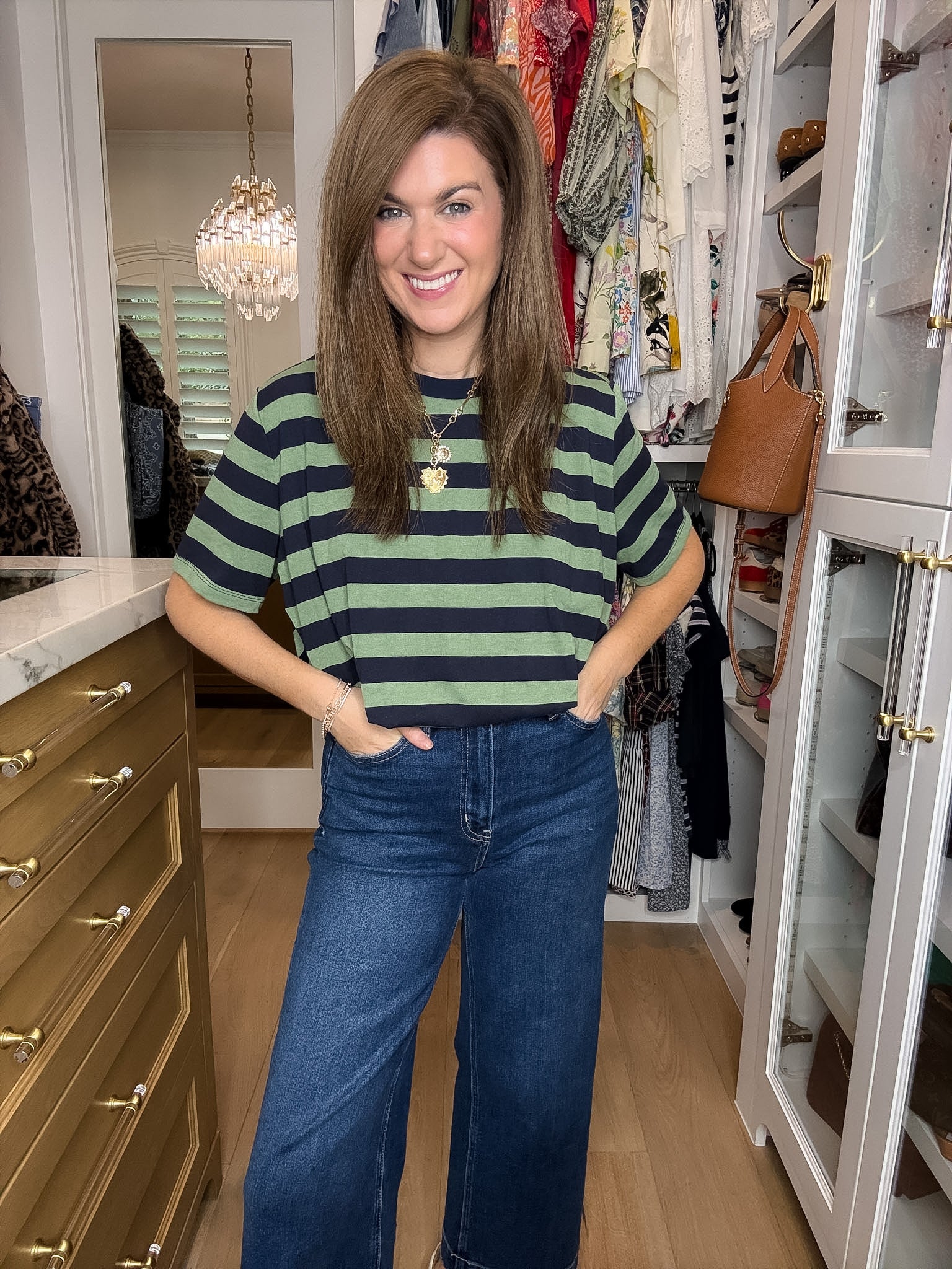 Varsity Club Striped Bubble Hem Top