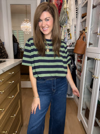 Varsity Club Striped Bubble Hem Top