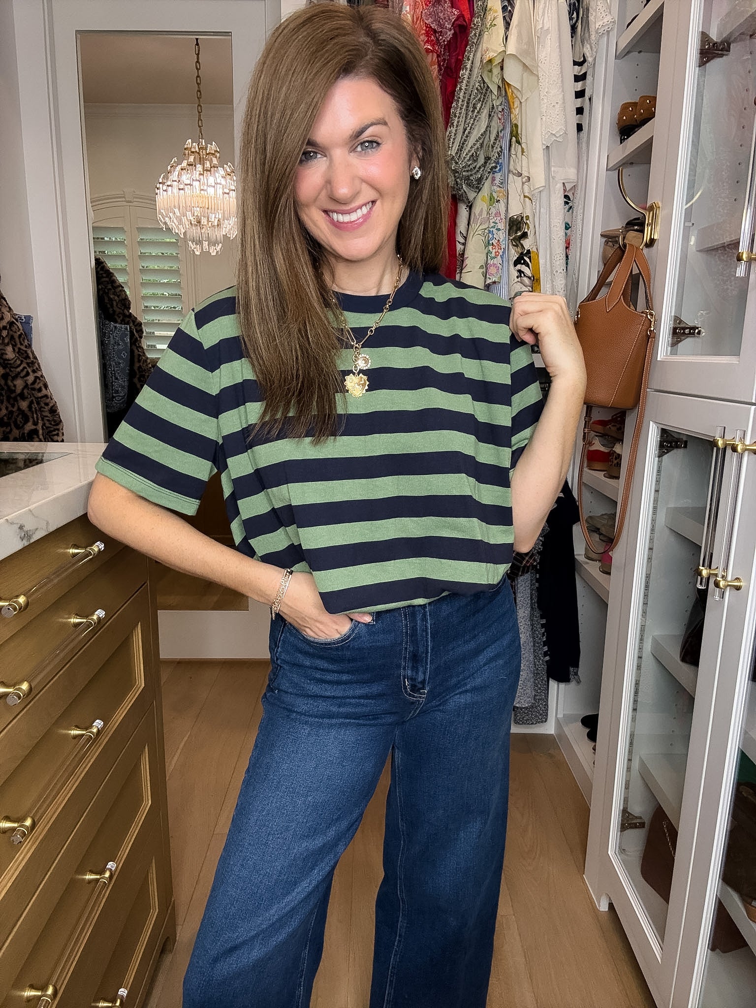 Varsity Club Striped Bubble Hem Top