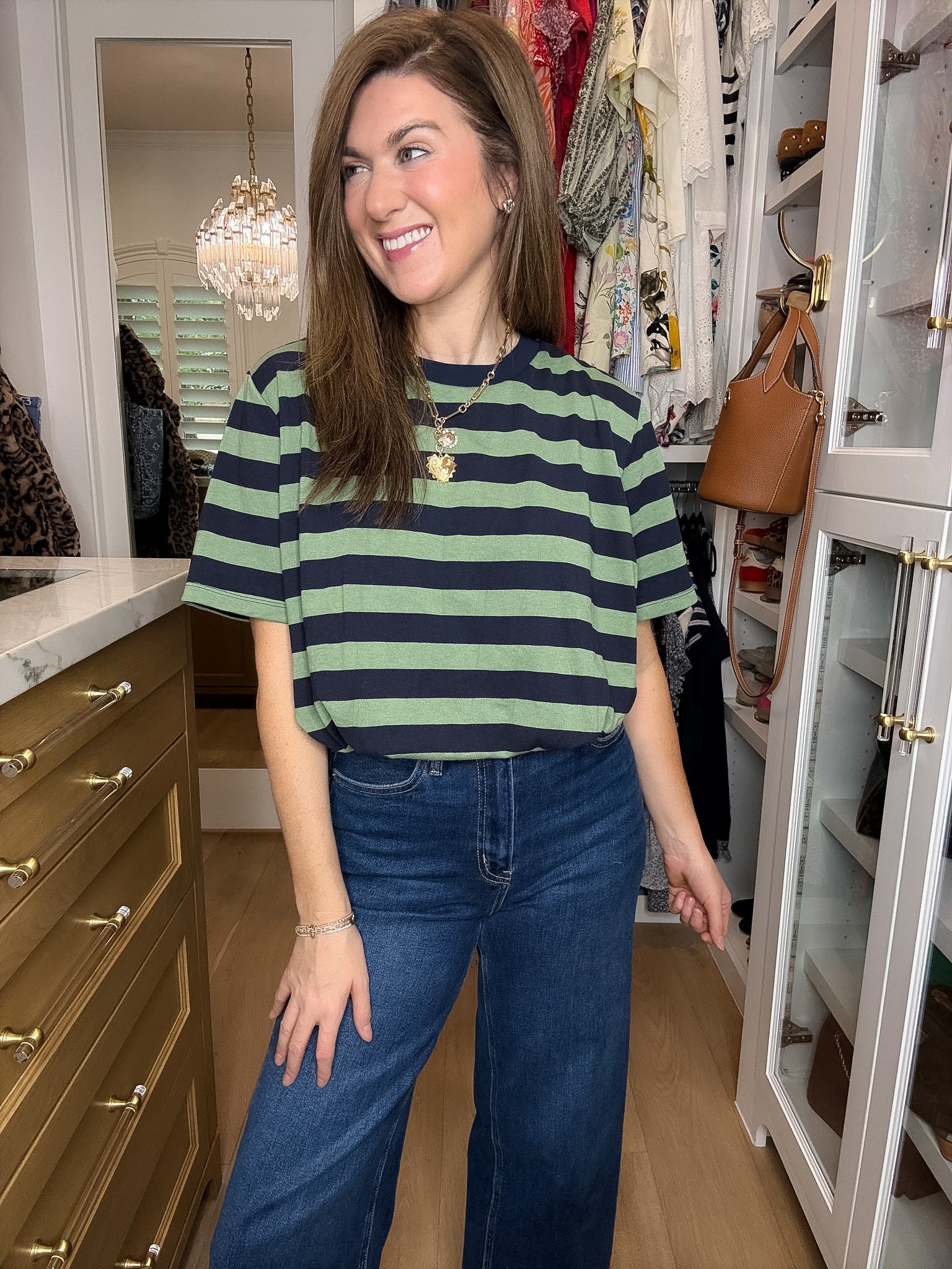 Varsity Club Striped Bubble Hem Top