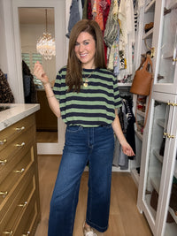 Varsity Club Striped Bubble Hem Top