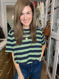 Varsity Club Striped Bubble Hem Top