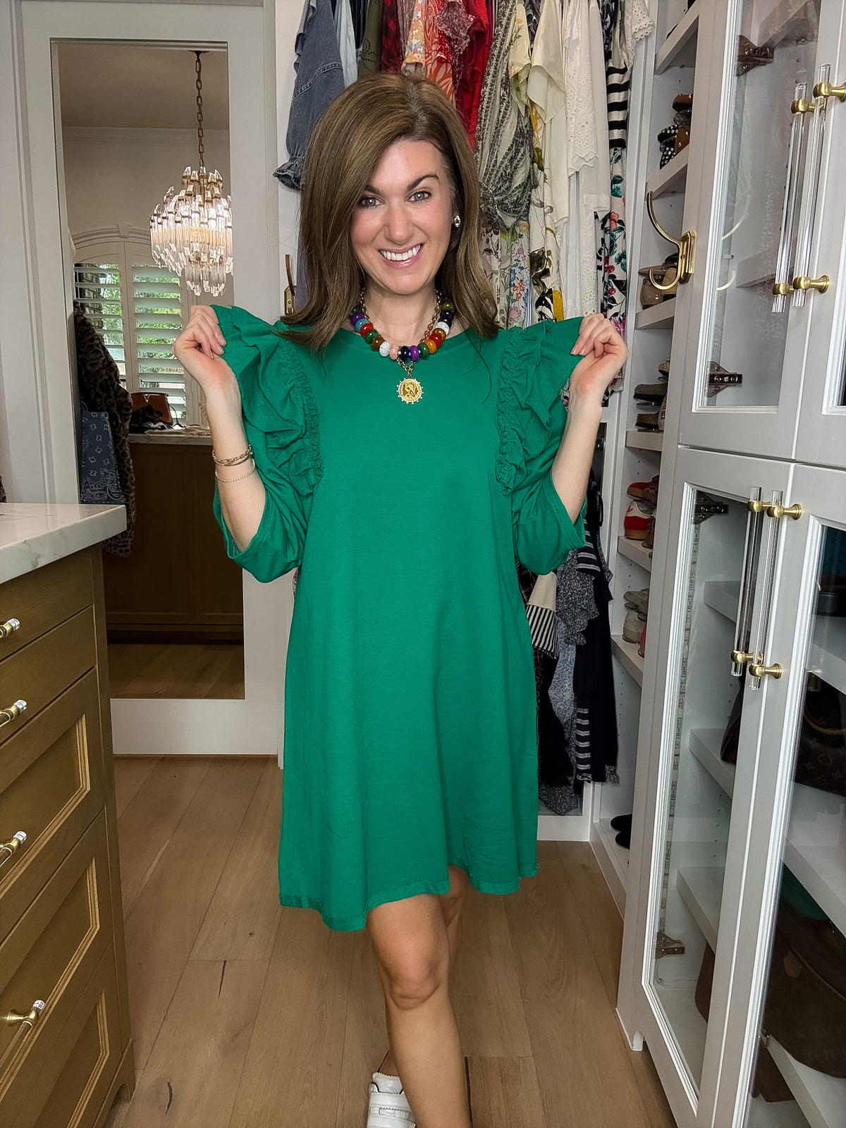 Daily Practice Terry Sweatshirt Dress in Green