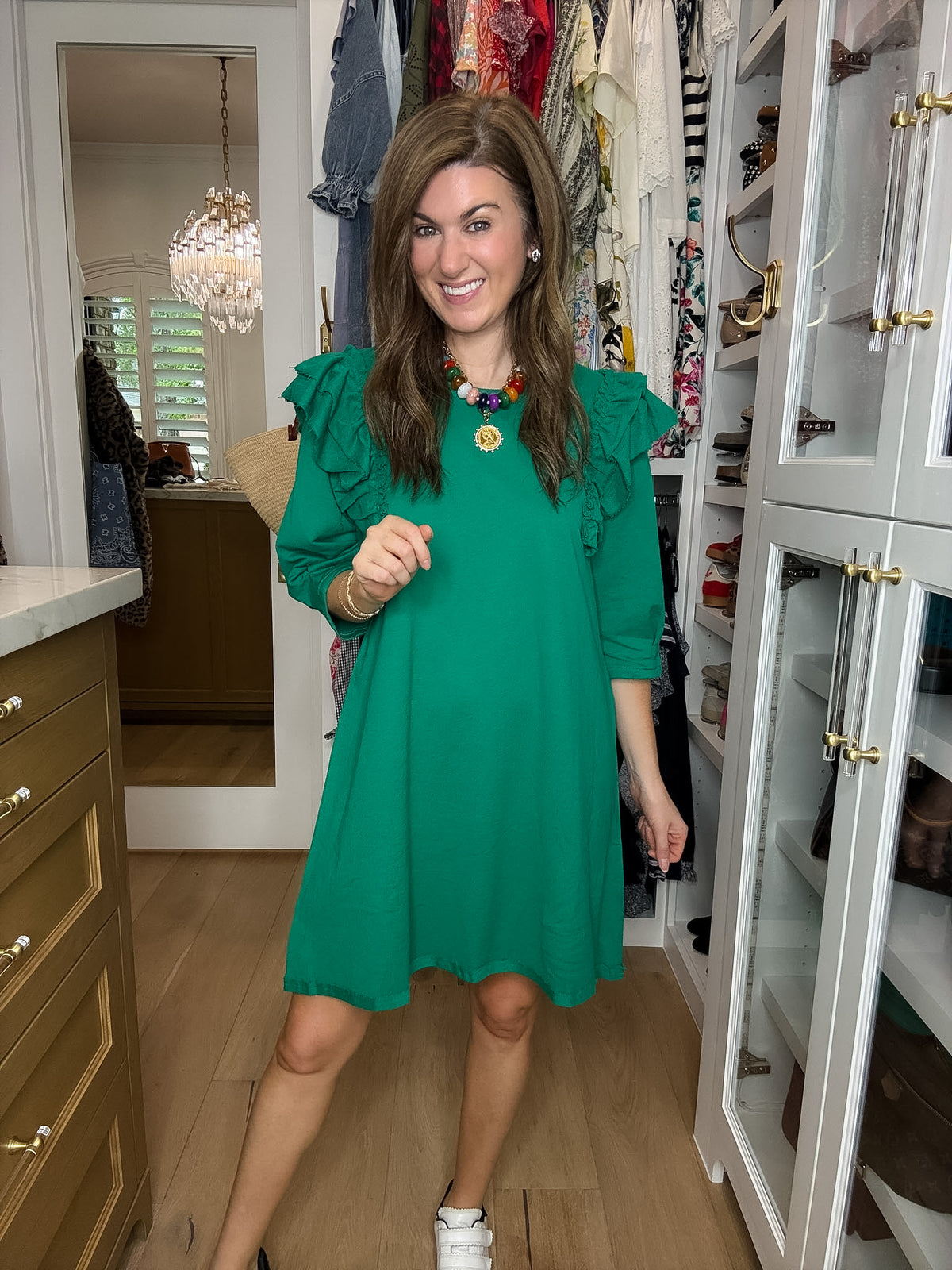Daily Practice Terry Sweatshirt Dress in Green