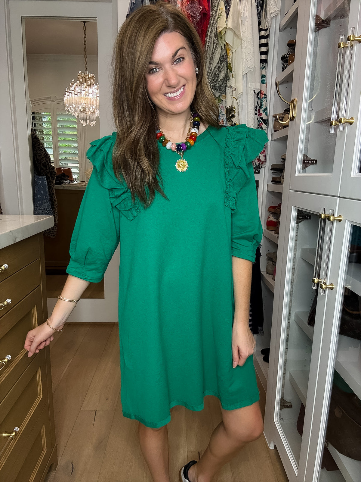 Daily Practice Terry Sweatshirt Dress in Green