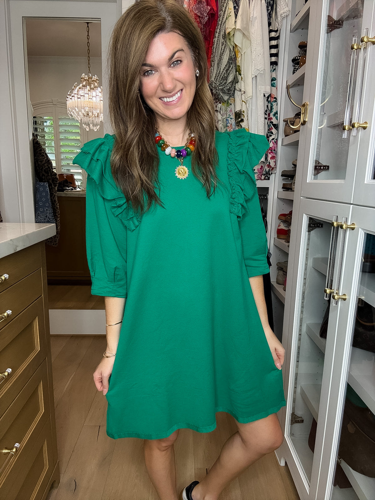 Daily Practice Terry Sweatshirt Dress in Green