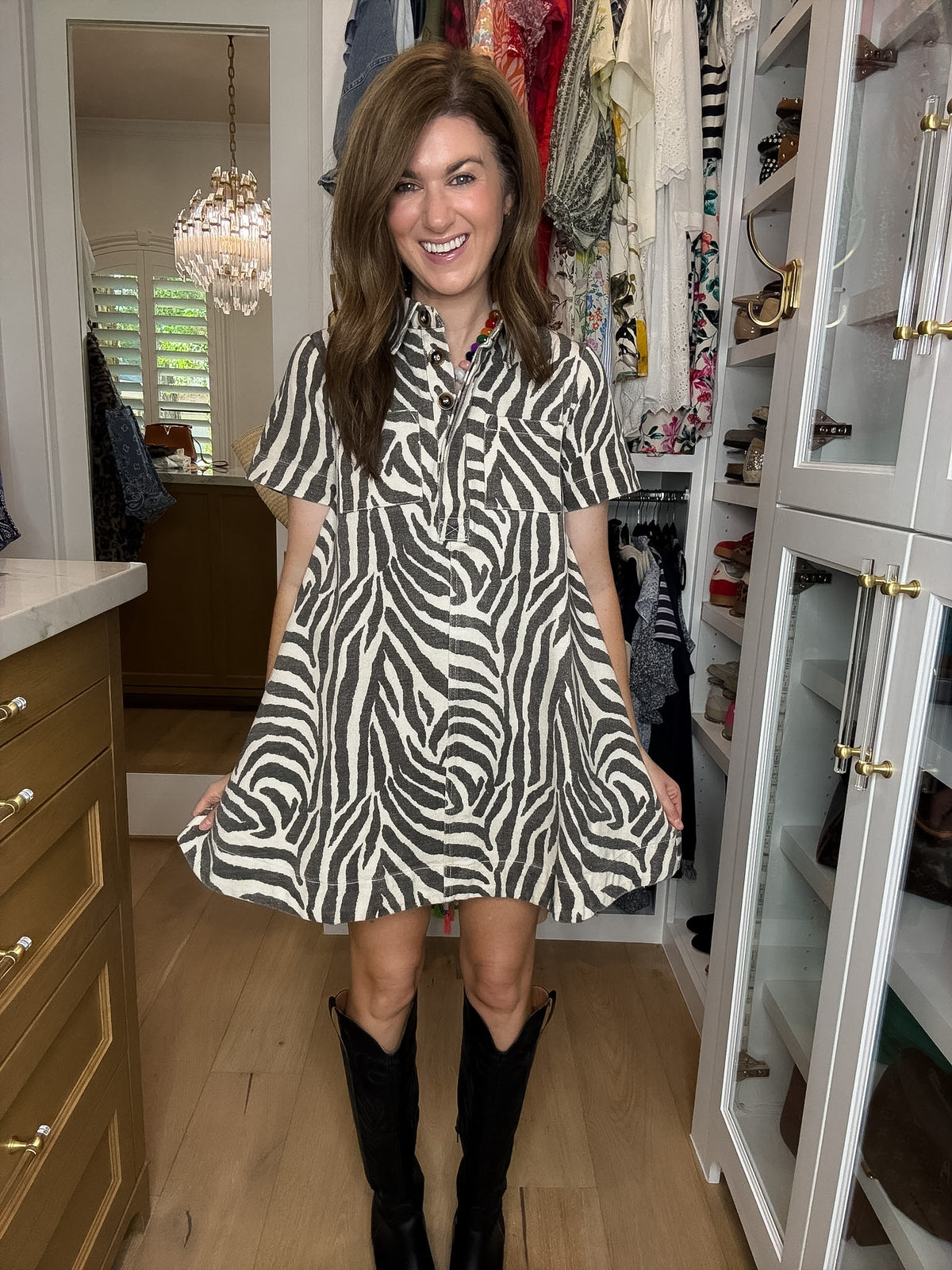 Between the Lines Denim Zebra Dress