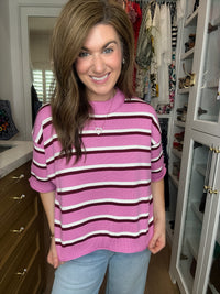 Best Days Striped Sweater in Pink/Burgundy