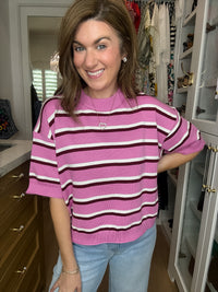 Best Days Striped Sweater in Pink/Burgundy
