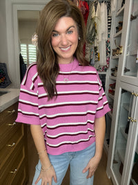 Best Days Striped Sweater in Pink/Burgundy