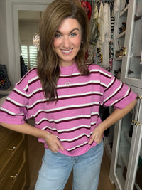 Best Days Striped Sweater in Pink/Burgundy