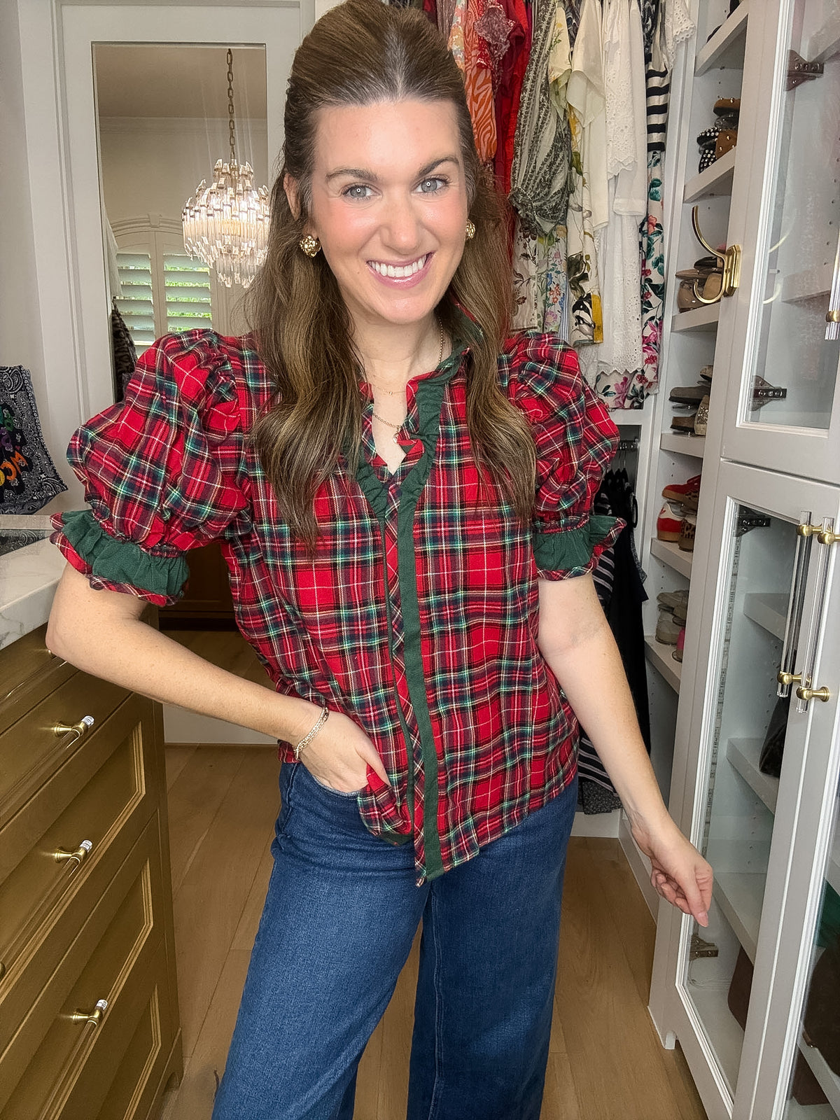Meet Me Under the Mistletoe Plaid Top