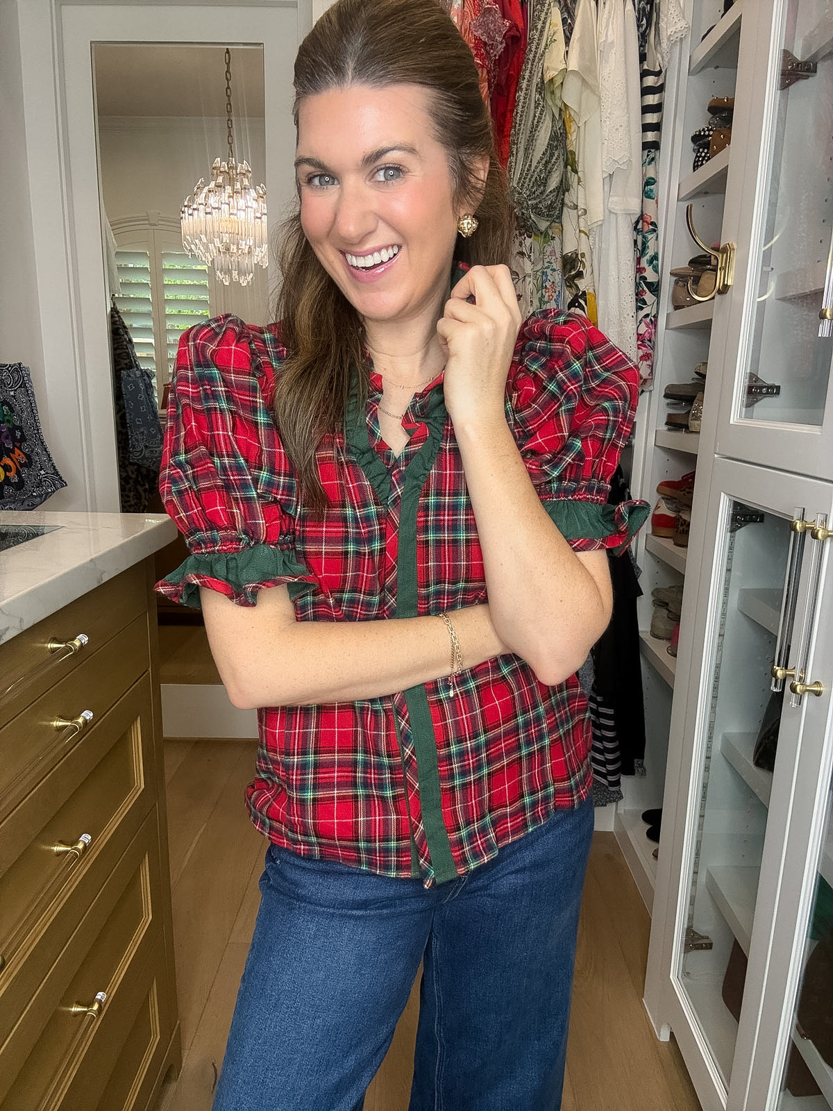 Meet Me Under the Mistletoe Plaid Top