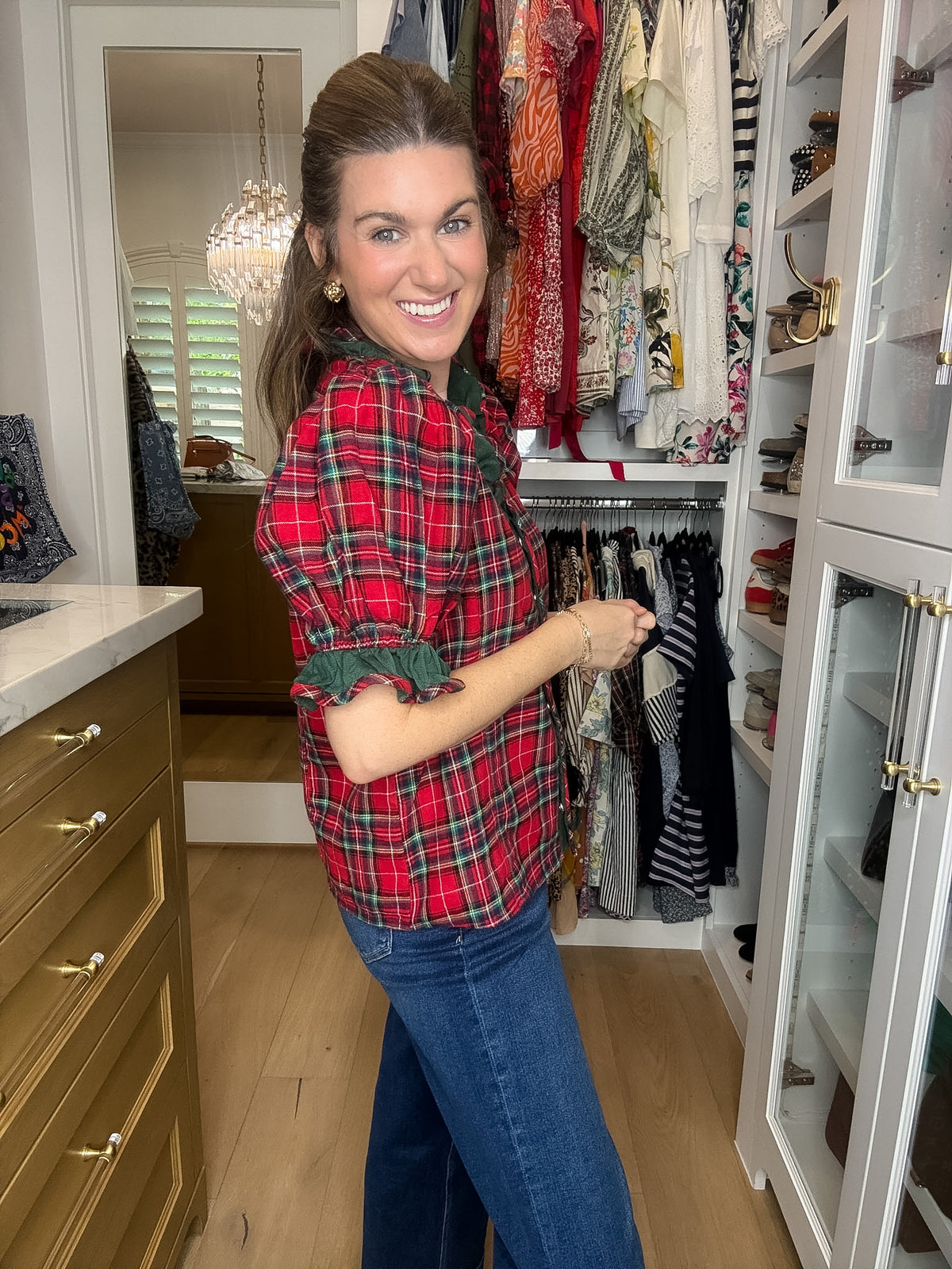 Meet Me Under the Mistletoe Plaid Top