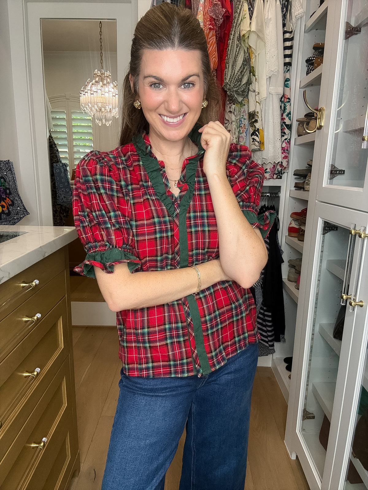 Meet Me Under the Mistletoe Plaid Top