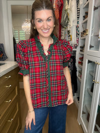 Meet Me Under the Mistletoe Plaid Top
