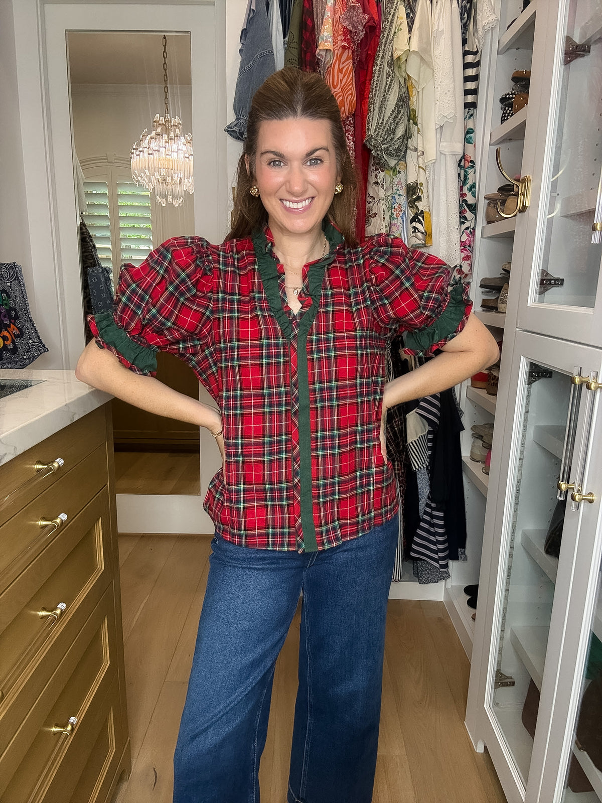 Meet Me Under the Mistletoe Plaid Top