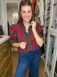 Meet Me Under the Mistletoe Plaid Top