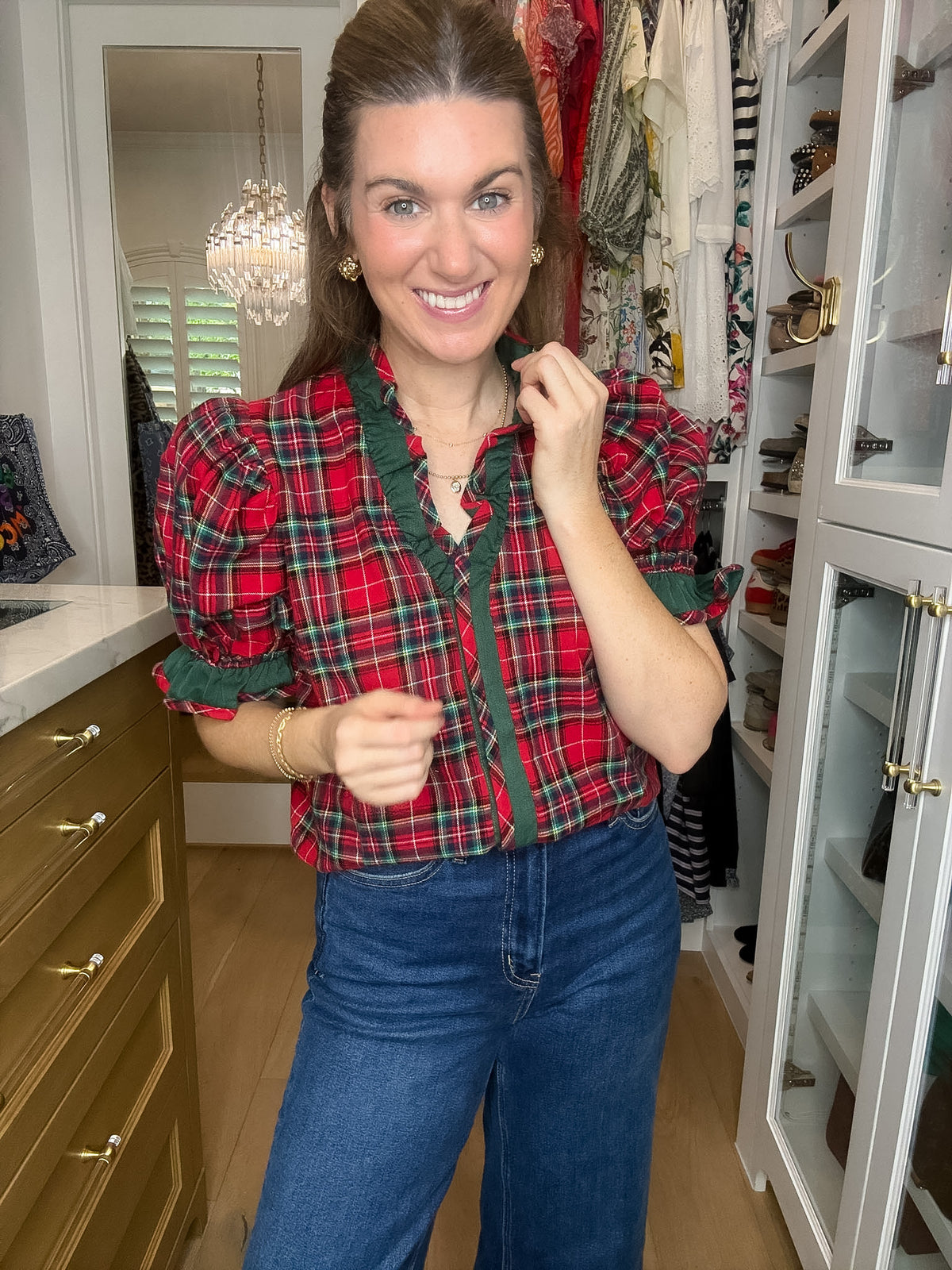 Meet Me Under the Mistletoe Plaid Top