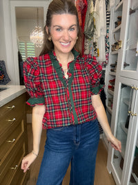 Meet Me Under the Mistletoe Plaid Top