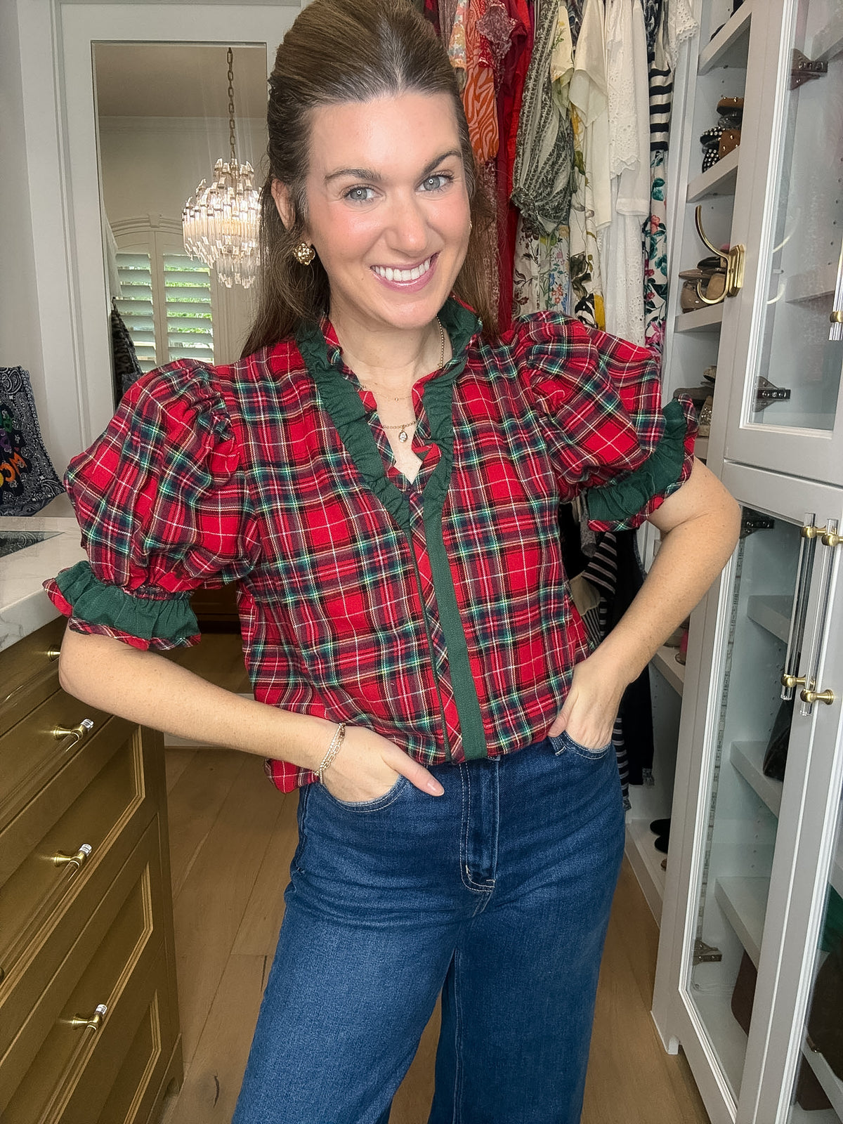 Meet Me Under the Mistletoe Plaid Top