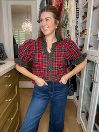 Meet Me Under the Mistletoe Plaid Top