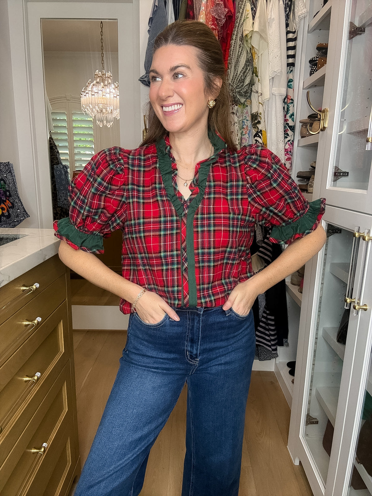 Meet Me Under the Mistletoe Plaid Top