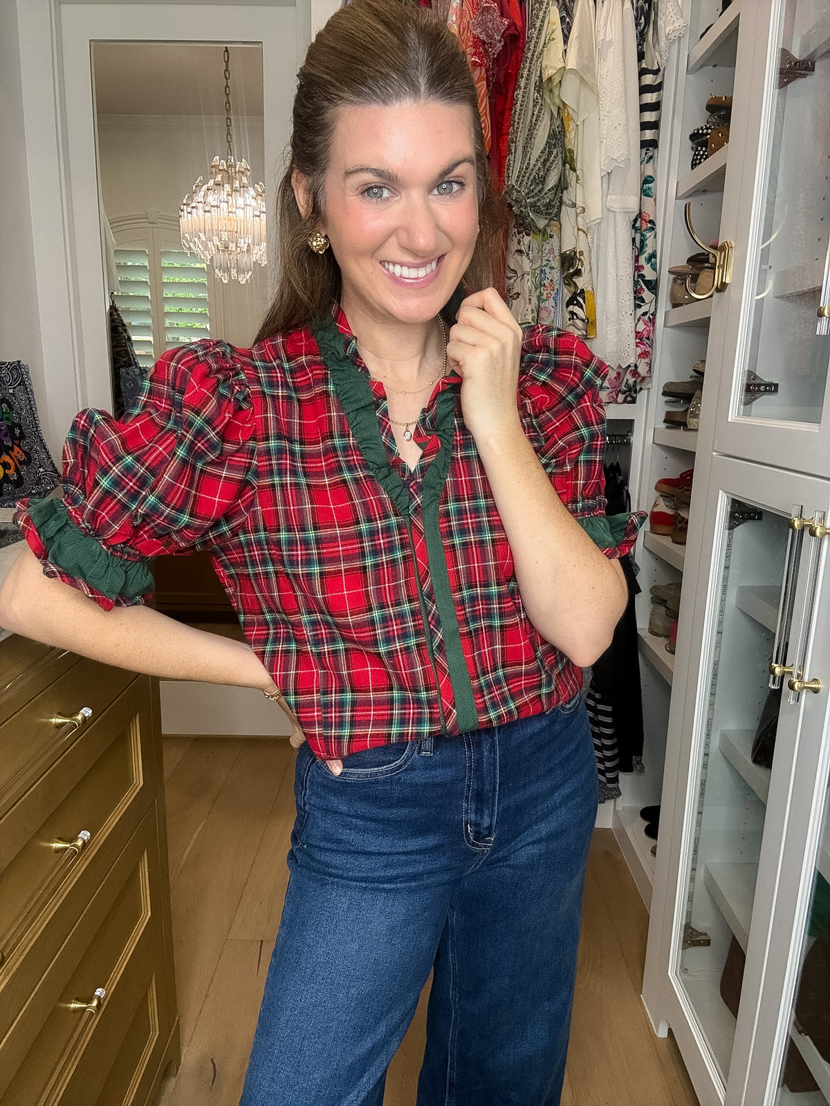 Meet Me Under the Mistletoe Plaid Top