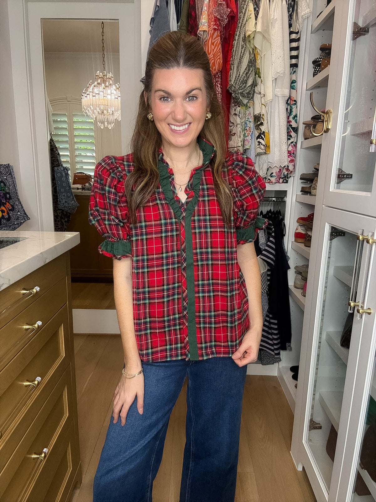 Meet Me Under the Mistletoe Plaid Top
