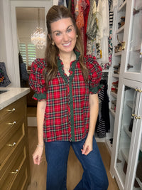 Meet Me Under the Mistletoe Plaid Top
