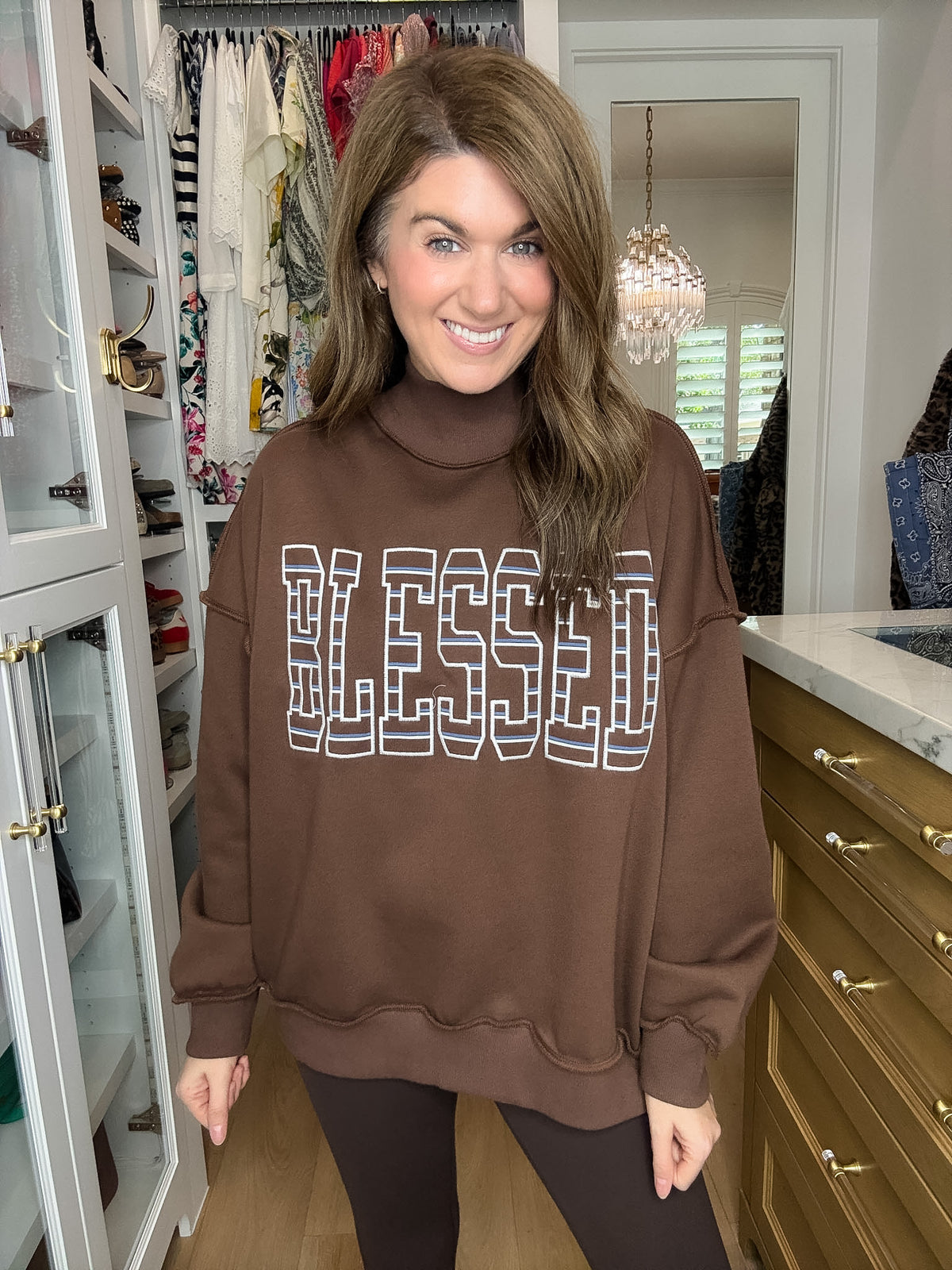 Blessed Mock Neck Oversized Sweatshirt