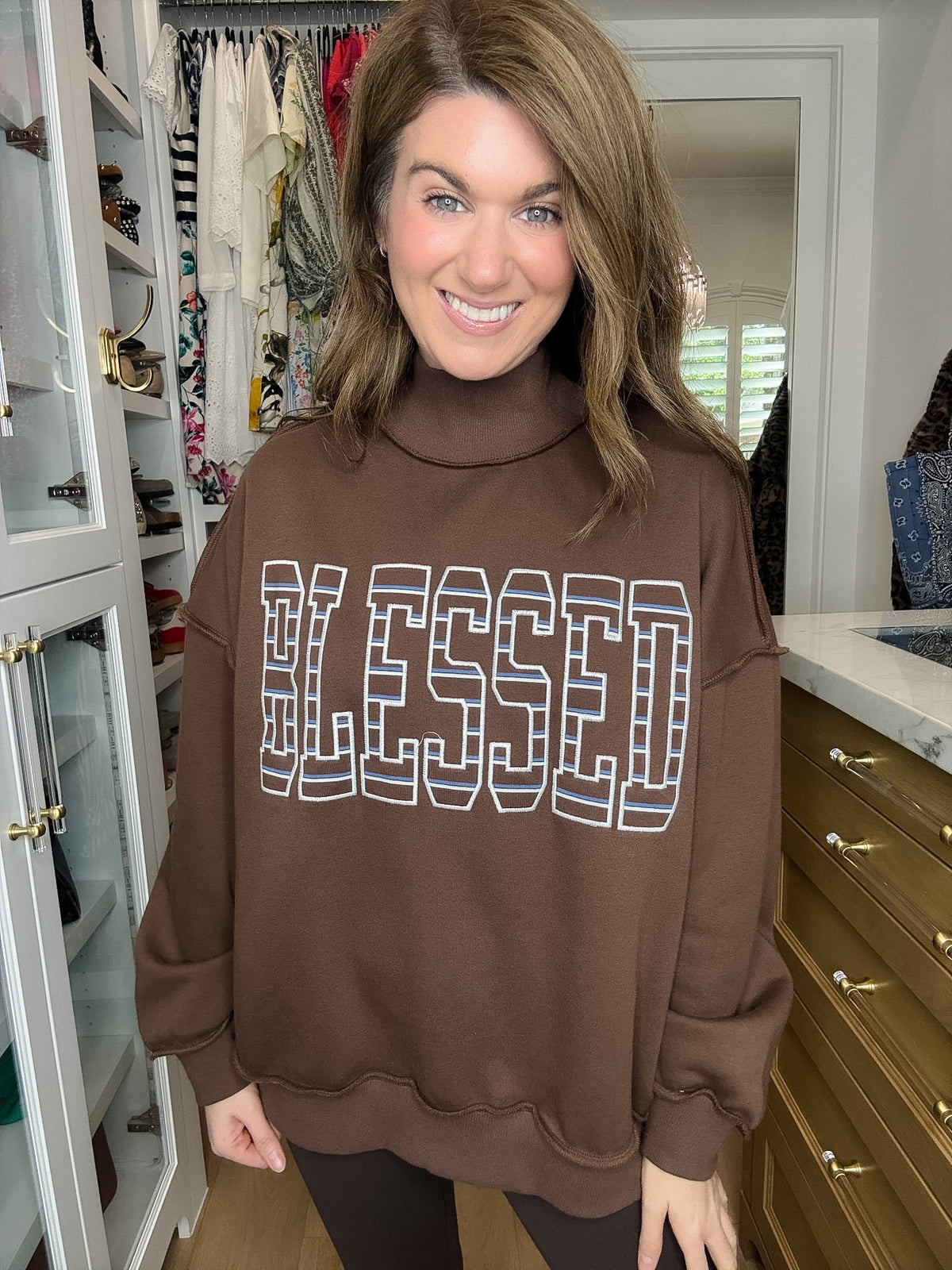 Blessed Mock Neck Oversized Sweatshirt