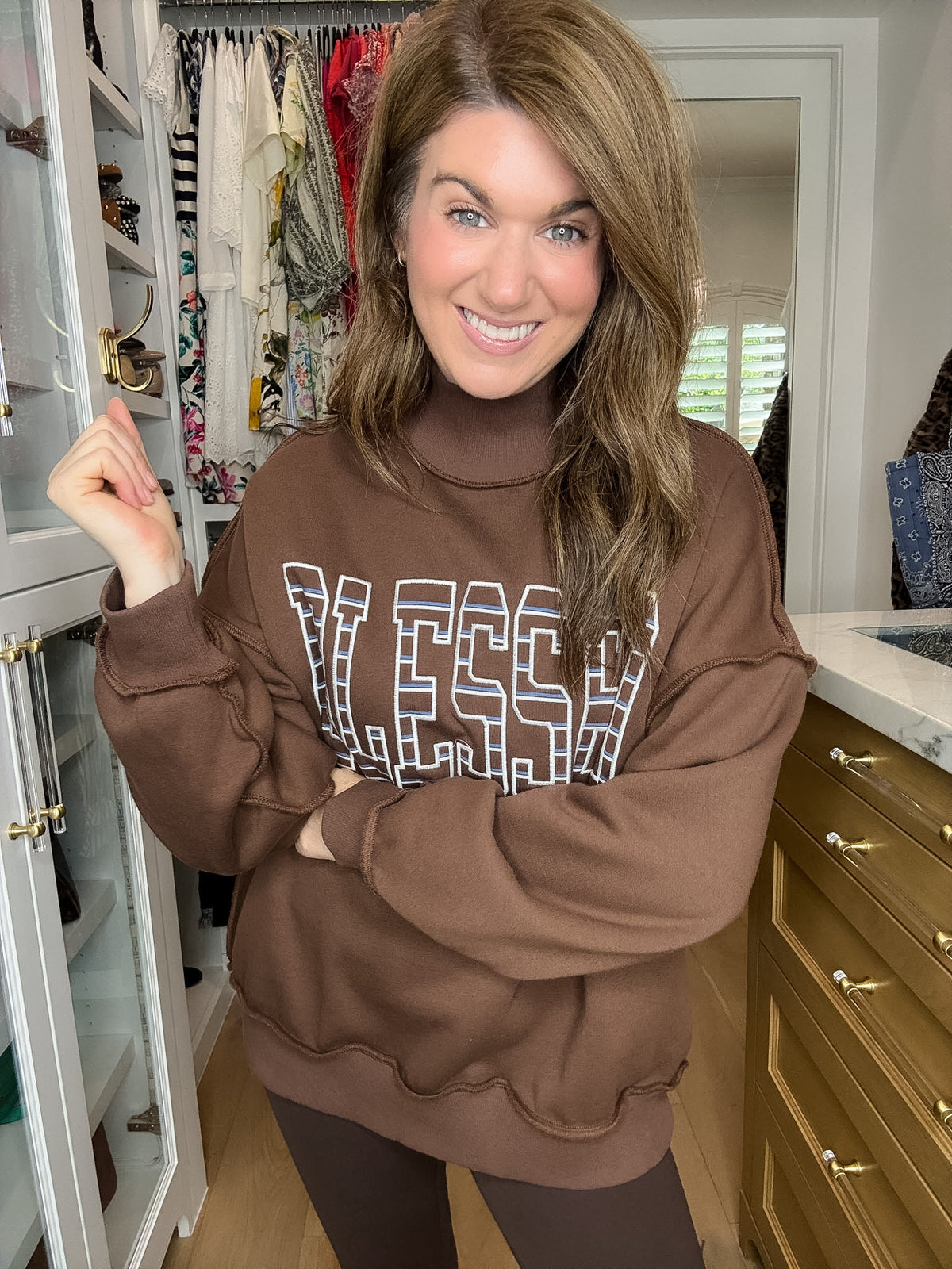 Blessed Mock Neck Oversized Sweatshirt