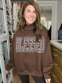 Blessed Mock Neck Oversized Sweatshirt